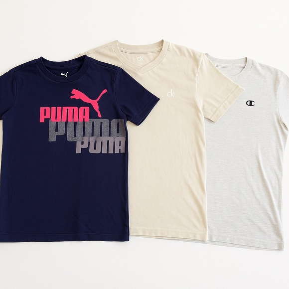 Boys T-Shirt Bundle โ Puma, Calvin Klein, Champion (Set of 3) - Picture 1 of 10